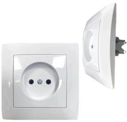 Gniazdo Elektryczne Pojedyncze Gniazdko Ścienne Bez Uziemienia Białe WESA