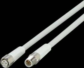 Sensor actuator cable, M8 cable plug, straight, A to M8 cable socket, straight, A, 3 pole/3 pole, 0.3 m, mPPE, gray, 3 A, EVF142