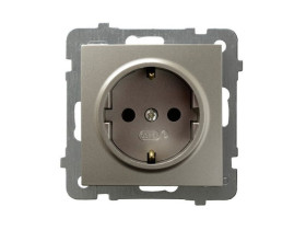 AS Gniazdo pojedyncze z uziemieniem schuko satyna light GP-1GS/m/45 OSPEL