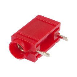 Złącze bananowe 4mm żeńskie czerwone do montażu na PCB