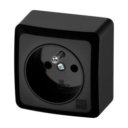 BERG Gniazdo pojedyncze z uziemieniem n/t 2P+Z czarny 3733-09