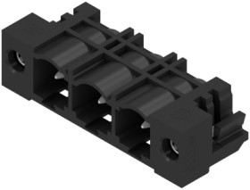 Pin header, 3 pole, pitch 7.62 mm, angled, black, 1472370000