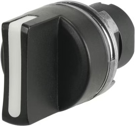 Toggle switch, 3 switching positions, unlit, latching, waistband round, black/white, front ring black, 2 x 60°, mounting Ø 22.3