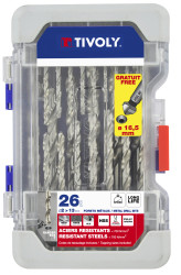 Wiertło Tivoly HSS 26 szt. Zestaw do wiercenia w punktach podzielonych