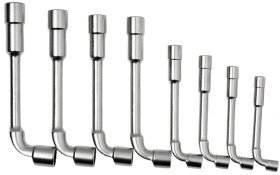 Zestaw kluczy nasadowych okrągłych, mat. łopatki: Chromowo-wanadowy, końcówka: Sześciokątna, rozmiar: 8 sztuk, 8 → 19 mm