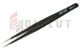 Pinceta ESD-11 VETUS prosta, ostra, metalowa, gumowana, pęseta
