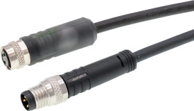 VK030F76 Kabel połączeniowy, 0,3 m, gniazdo M8 3-stykowe proste, wtyczka M8 3-stykowa prosta, 3x0,25 mm², PUR (poliuretan)