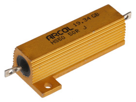 Rezystor do montażu w obudowie 50Ω 50W ±5% Arcol ±100ppm/°C drutowy Osiowe