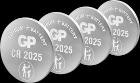 GPCR2025STD350C4 Lithium button cell, 3 V, 160 mAh, 20x2.5 mm, pack of 4