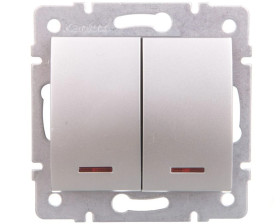 LOGI Łącznik zwierny podwójny LED śrubowy 10AX 250V srebrny 021023143 25189