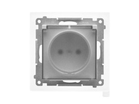 SIMON 55 Gniazdo pojedyncze z uziemieniem szybkozłącza IP44 z uszczelką klapka transparentna jasnoszary mat TGZ1BCZ.01/114A KONT