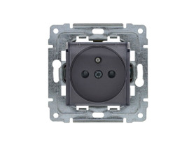 DANTE Gniazdo pojedyncze z klapką z przesłoną torów prądowych bez ramki IP44 inox 454139 KOS