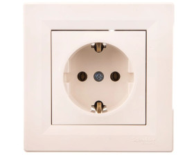 Gniazdo pojedyncze Asfora z/u SCHUKO kremowe z ramką EPH2900123