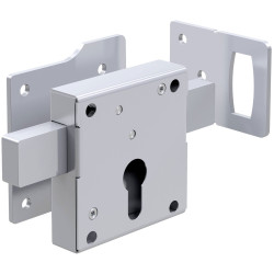 BASI 9900-0005 Rim Lock for Wooden Doors/Gates, 39 mm Mandrel, DIN L/R