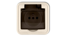 Liza Gniazdo Bryzgoszczelne Z/U (Klapka Dymna) Beżowy 1Gph-1Zd