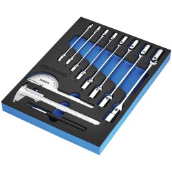 BUNKER 29716 Knee Wrench, Measuring and Pick-up Set in EVA Foam Inlay (10 Piece)