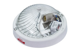 Oprawa ALFA, E27 z czujnikiem ruchu PIR, 75W, biała-polipropylen, klosz przeźroczysty-poliwęglan, IP44, IK10 A2210-P-PIR