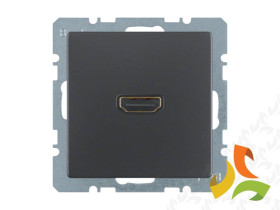 BERKER Q.1/Q.3/Q.7 Gniazdo HDMI multimedialne z przyłączem 90° antracyt aksamit lakierowany 3315436086 HAGER