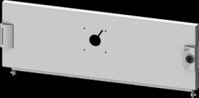 Compartment door, rectangular, sheet steel, (W x H x D) 600 x 200 x 25 mm, light gray, for built-in installation devices, 8PQ202