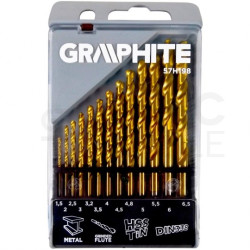 Zestaw wierteł do metalu HSS-TIN 1.5-6.5mm 13szt. GRAPHITE 57H198