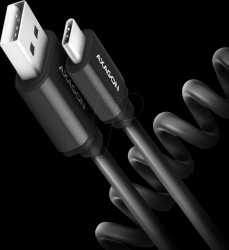 BUCM-AM10TB Sync and charging cable, USB-A -&gt; USB-C, spiral cable, 0.6 m