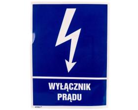 Samoprzylepna tabliczka ostrzegawcza /WYŁĄCZNIK PRĄDU 148X210/ 8EIA/Q4/F