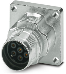 Surface mount socket, M17, 7 pole, crimp connection, standard/ONECLICK quick locking system, straight, 1628913