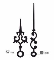 UM213.09C Komplet wskazówek H: 57mm M: 88mm , ozdobne, czarne