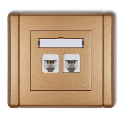 FLEXI Gniazdo telefoniczne podwójne 2xRJ11, 4-stykowe, beznarzędziowe złoty metalik 8FGT-2