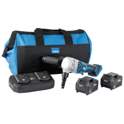 Draper 99736 D20 20V Brushless Nibbler Kit (&#x2B;2x3Ah Batts, Twin Charger and Bag)