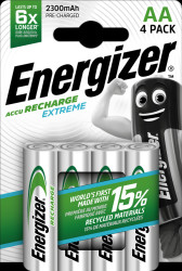 E300624600 Energizer Extreme 4x AA rechargeable batteries, 2300 mAh