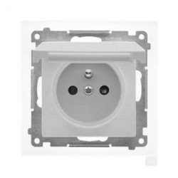 Simon 55 Gniazdo do wersji IP44 z uszczelką (moduł), szybkozłącza. Klapka w kolorze pokrywy Aluminium mat TGZ1BCZ.01/143