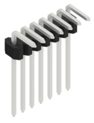 Pin header, 7 pole, pitch 1.27 mm, angled, black, 10061070