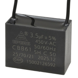 Kondensator rozruchowy do silnika 3.5uF 450VAC, przewody 20cm, 38x18,5x29mm