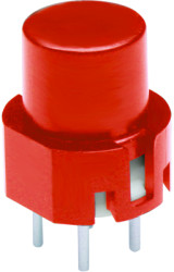 Short-stroke pushbutton, 10 mA/35 VDC, actuator (red, L 7 mm), THT, B6-R-ROT