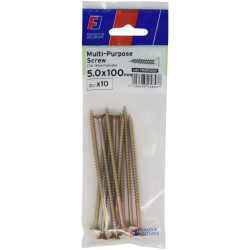 ForgeFix FPKMPS5100Y Multi-Purpose Pozi Screw CSK ST ZYP 5.0 x 100mm Forge Pk10