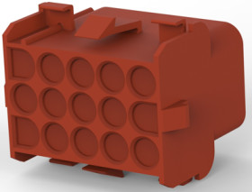 Socket housing, 15 pole, pitch 6.35 mm, straight, brown, 1-480711-1