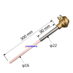 TERMOPARA CZUJNIK SONDA "K" 0-1300C 300mm ( stal nierdzewna / korund )