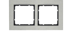BERKER B.7 Ramka 2 podwójna pozioma stal szlachetna/antracyt mat 10223606 HAGER