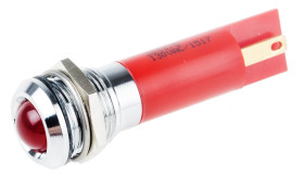 Lampka kontrolna do montażu panelowego 130V ac, czerwona 12mm LED Chrom RS PRO