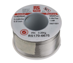 Lutowie z ołowiem średnica 0.5mm RS PRO 40% Pb temp. topnienia 183°C 250g 60% Zn