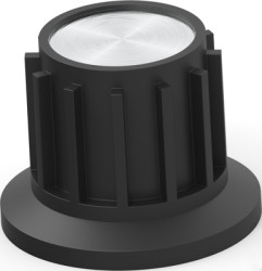 Rotary knob, 6.35 mm, plastic, black, Ø 24.9 mm, H 19.1 mm, 1-1437624-5