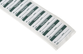 Etykieta samoprzylepna z nadrukiem tekst Tested 140 szt. RS PRO Klej