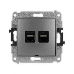 ICON Mechanizm gniazda komputerowego podwójnego 2xRJ45, kat. 6A, 8-stykowy, bez pola opisowego grafitowy 11IGKBO-8