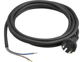 Przewód z wtyczką gumowy 2x1,5mm 5m czarny
