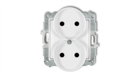 Mini Gniazdo Podwójne B/U Z Przesłonami Biały Mgpr-2P