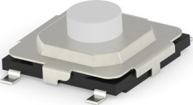 Short-stroke pushbutton, 1 Form A (N/O), 50 mA/12 VDC, unlit , actuator (white), 260 g, SMD, 2337238-4