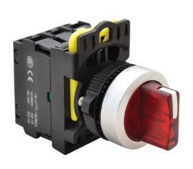 Przełącznik trzystanowy podświetlony LED 22mm czerwony IP65 Tracon