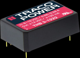 DC converter, 18-36 VDC, 3 W, 2 outputs, 5 VDC, 78 % efficiency, THB 3-2411