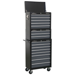 Sealey AP35STACK Tool Chest Combination 16 Drawer &#x2B; Ball Bearing Slides Blk/Grey